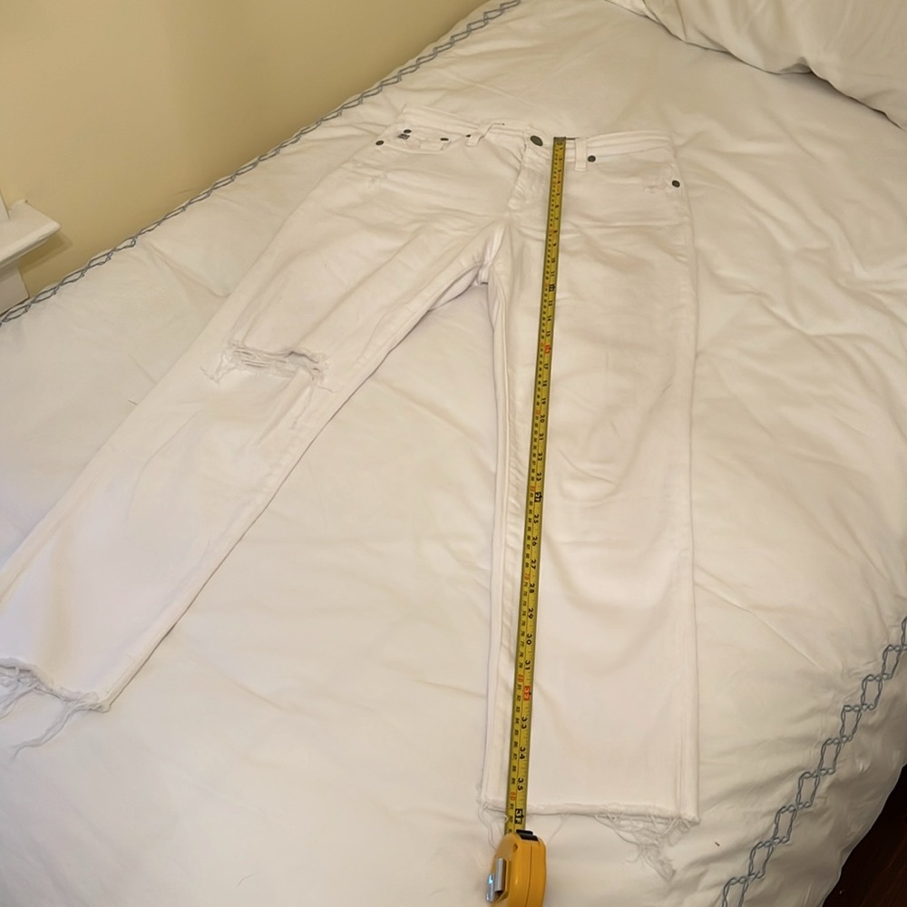 AG The Isabelle High Rise Straight Crop in Distressed White Size 27R - Picture 8 of 8